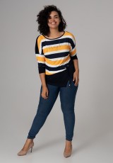 Bluzka XXL w pasy z napisem