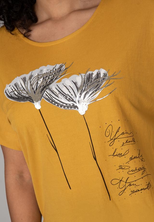 Bluzka XXL w kolorze miodowym z motywem