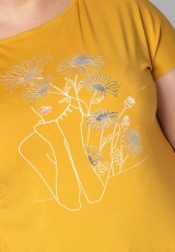 Miodowa tunika plus size z nadrukiem Miodowa tunika plus size z nadrukiem