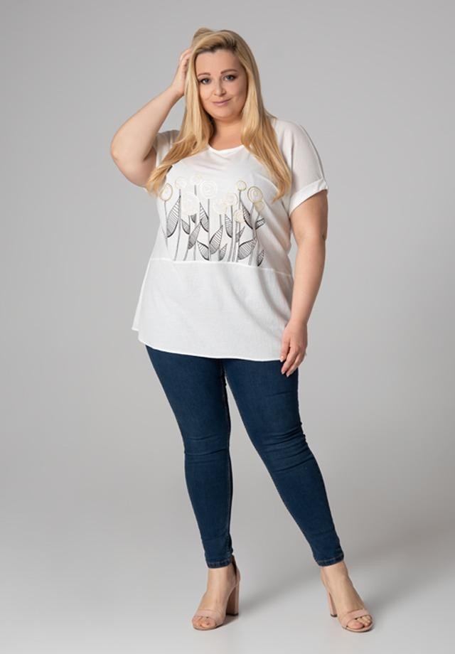 Koszulowa bluzka plus size z motywem