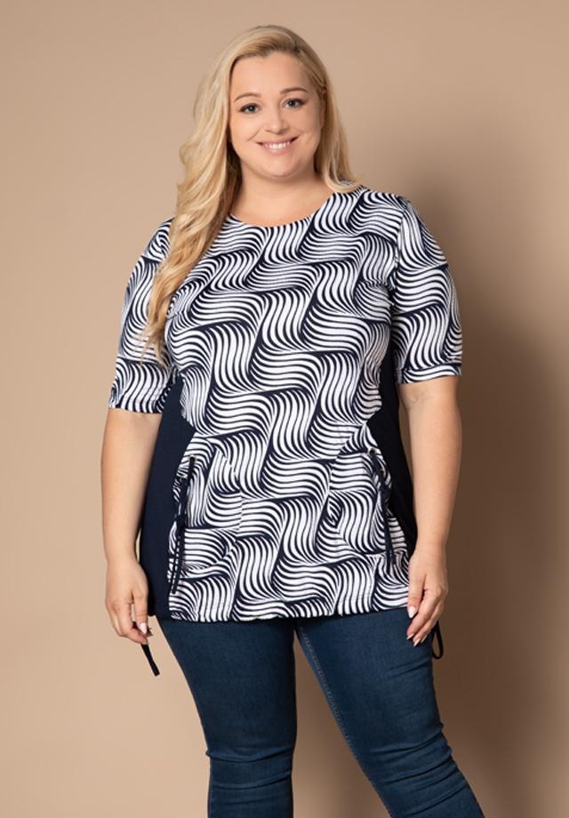 PREMIUM Biało-granatowa tunika plus size