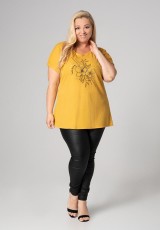 Żółta tunika dla puszystych pań z kwiatem Żółta tunika dla puszystych pań z kwiatem