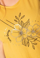 Żółta tunika dla puszystych pań z kwiatem Żółta tunika dla puszystych pań z kwiatem