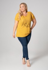 Miodowa bluzka XXL z nadrukiem Miodowa bluzka XXL z nadrukiem