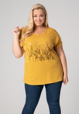 Miodowa bluzka XXL z nadrukiem Miodowa bluzka XXL z nadrukiem