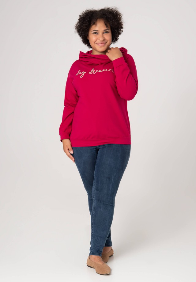 Koralowa bluza plus size z napisem