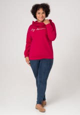 Koralowa bluza plus size z napisem Koralowa bluza plus size z napisem