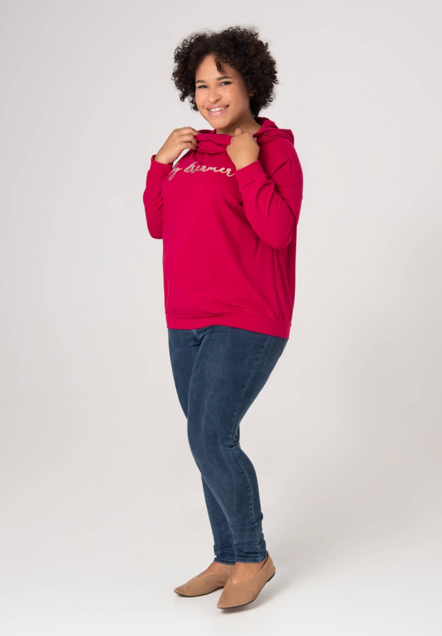 Koralowa bluza plus size z napisem