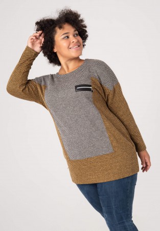 Produkt - dwukolorowy sweter plus size - Magmara