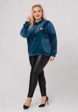 Niebieska bluza z kapturem plus size
