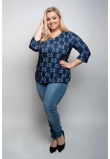 Wzorzysta bluzka XXL w granacie Wzorzysta bluzka XXL w granacie