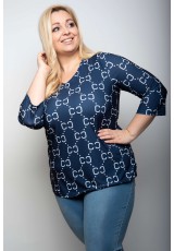 Wzorzysta bluzka XXL w granacie Wzorzysta bluzka XXL w granacie
