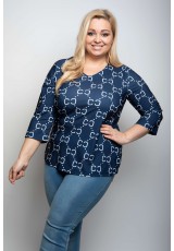 Wzorzysta bluzka XXL w granacie Wzorzysta bluzka XXL w granacie