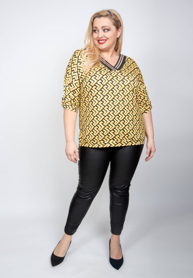 Żółta bluzka plus size z motywem