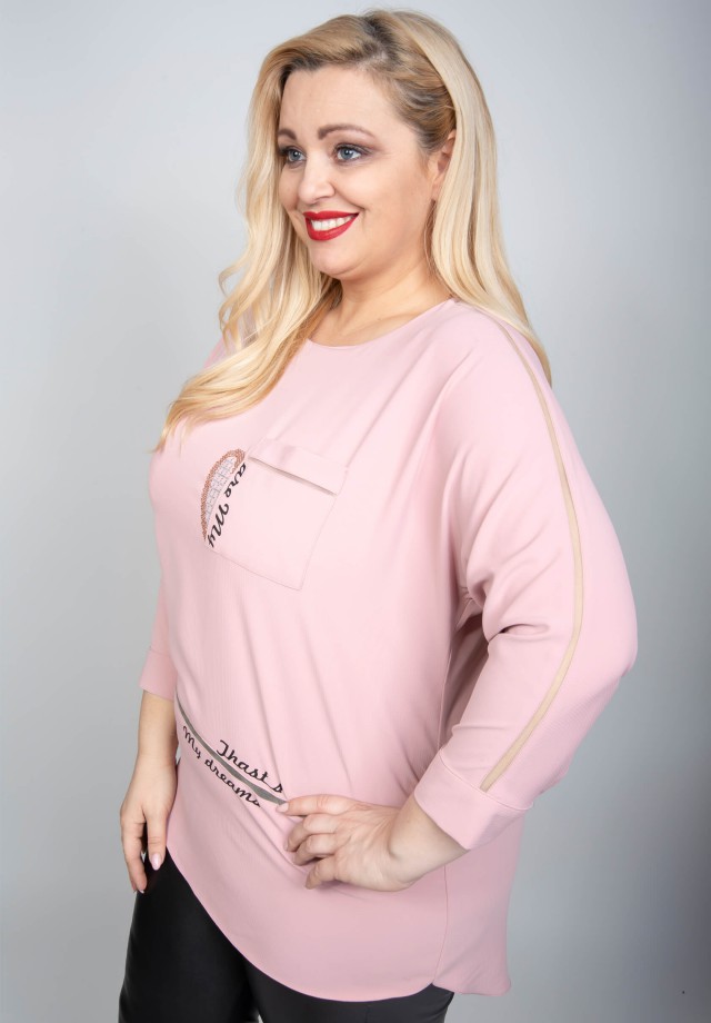 Bluzka plus size w pudrowym różu