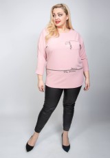 Bluzka plus size w pudrowym różu Bluzka plus size w pudrowym różu