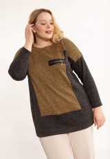 Duży sweter z ozdobnym suwakiem Duży sweter z ozdobnym suwakiem