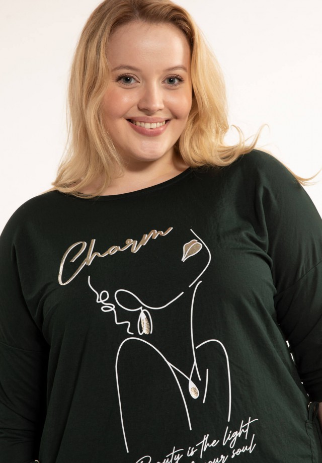 Ciemna bluzka plus size z lnu
