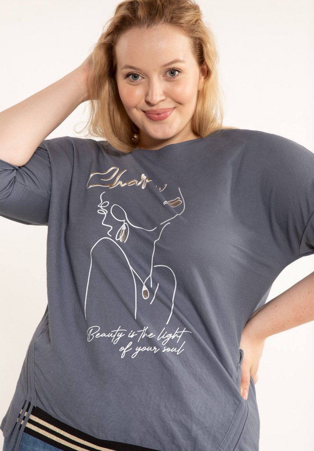 Jeansowa bluzka lniana plus size