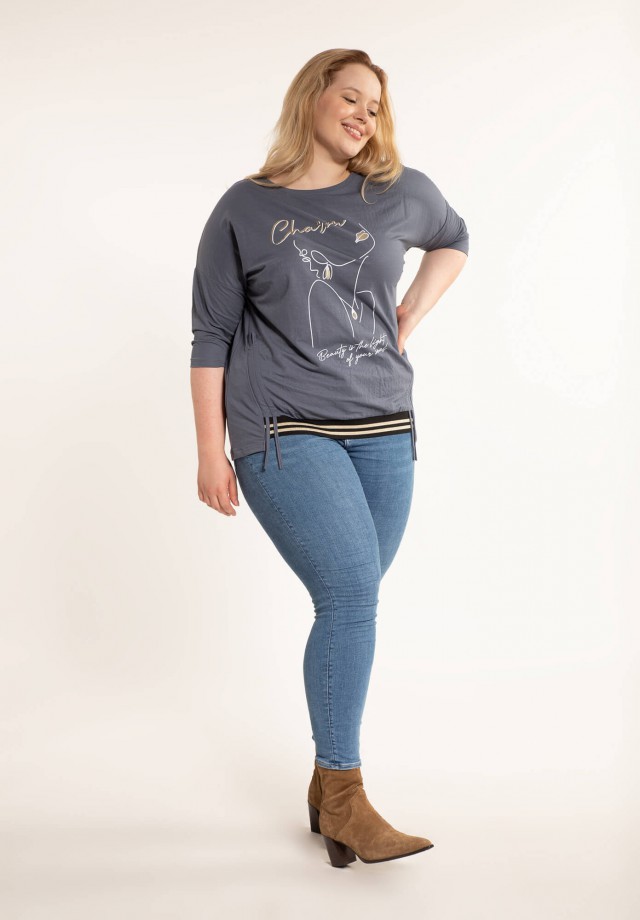 Jeansowa bluzka lniana plus size