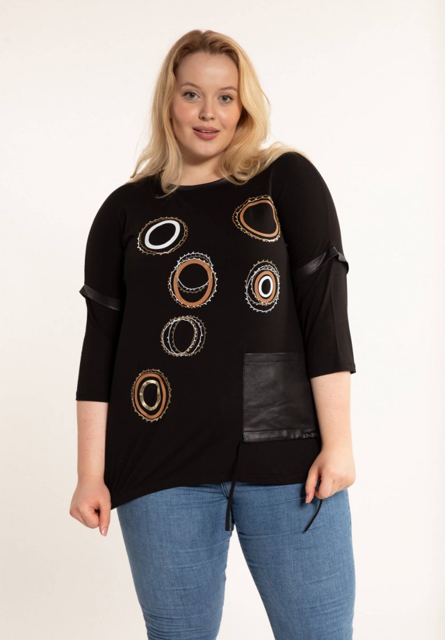 Bluzka XXL z krótkim rękawem i motywem kół