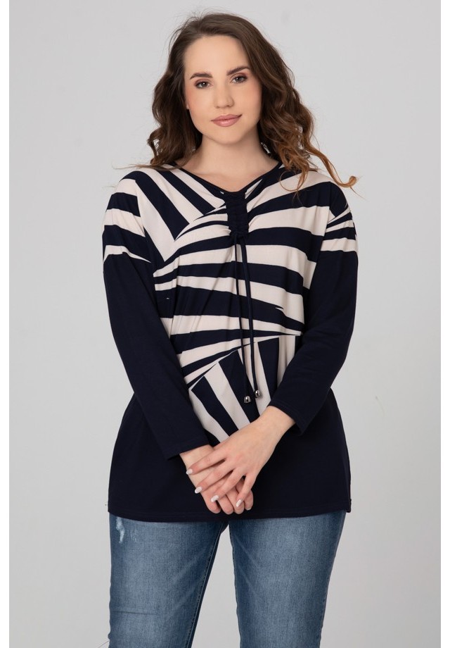 Bluzka XXL zebra, ściągana pod szyją