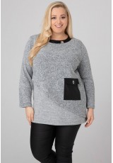 Tunika sweter XXL dodatki z ekoskóry Tunika sweter XXL dodatki z ekoskóry