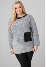 Tunika sweter XXL dodatki z ekoskóry Tunika sweter XXL dodatki z ekoskóry