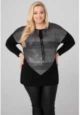 Bluzka Tunika dla puszystych Błyszcząca Pionowe Pasy Bluzka Tunika dla puszystych Błyszcząca Pionowe Pasy