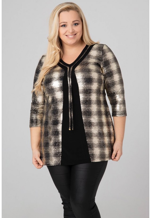 Tunika Bluzka XXL Złota Krata