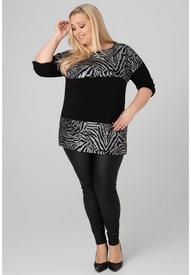 Bluzka XXL błyszcząca potrójnie dzielona