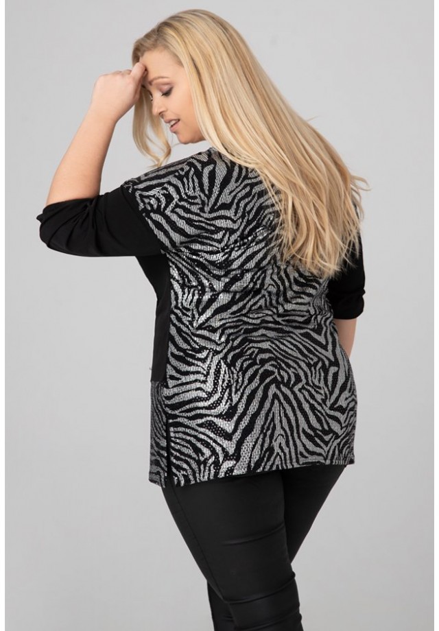 Bluzka XXL błyszcząca potrójnie dzielona