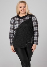Tunika sweter Plus Size kratka aplikacja z dżetów Tunika sweter Plus Size kratka aplikacja z dżetów
